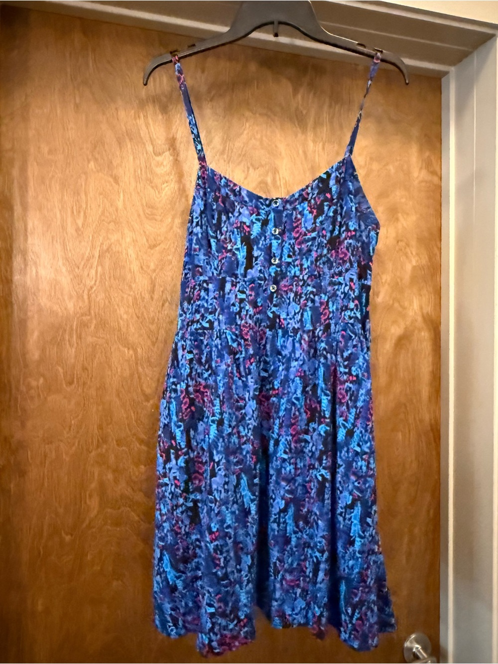 Express Blue Floral Print Spaghetti Strap Dress